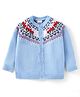 Babyhug Knitted Full Raglan Sleeves Front Open Sweater with Car Design - Light Blue