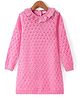 Babyhug Knitted Full Sleeves   Solid Color Woollen Dress with Frill Detailing - Pink