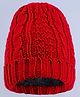Pine Kids  Winter Cap with Cable Knit Design - Red