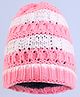 Pine Kids Winter Cap with Crochia  Knit Design - Pink & White