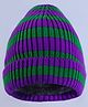 Pine Kids Winter Cap with Cable Knit Design Purple & Green - Diameter 25cm