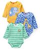 Babyhug 100% Cotton Full Sleeves Onesies Animal Print Pack of 3 - Multicolour