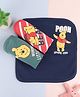 Babyhug Disney Interlock Knit Wash cloth With Winnie the Pooh Graphic Pack of 3 L 28 x B x 28 cm - Green Blue & Red