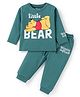Babyhug Disney Single Jersey Knit Full Sleeves Night Suit With Winnie The Pooh Graphics - Teal Blue