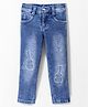 Enfance Full Length Guitar Embroidered  Jeans - Ice Blue