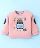 ToffyHouse Fleece Knit Full Sleeves Backpack Printed Winter Sweatshirt - Coral