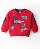 ToffyHouse Full Cotton Fleece Knit Sleeves Winter Wear Sweat Shirt - Red