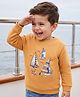 ToffyHouse Fleece Knitted Boat Printed Full Sleeves Winter Sweatshirt - Mustard Yellow