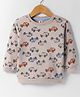 ToffyHouse Knitted Full Sleeves Sweatshirt with Vehicle Print - Grey