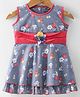 Enfance Core Sleeveless Floral Applique & Printed Dress - Grey