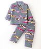 Enfance Core Cotton Woven Full Sleeves Vehicles Printed Night Suit - Grey
