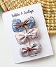 Bobbles & Scallops Set of 3 Floral & Bow Detailed Hair Clips  - Purple & Blue