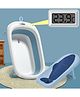 TONY STARK Foldable Baby Bathtub & Premium Baby Bather/Sling Bather Seat With Water Temperature Display With Drain Plug & Portable Anti Slip Collapsible For Newborn Infant Toddlers & Kids - Blue