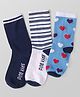 Pine Kids Knit Ankle Length Socks with Stripes & Hearts Design Pack of 3 (Color May Vary)