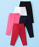 Babyhug Cotton Lycra Full Length Solid Colour Leggings Pack of 5 -  Red Pink & Black