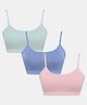 Sillysally Pack Of 3 Sleeveless Solid Padded Bras - Pink Blue & Green