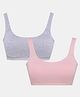 SillySally Pack Of 2 Sleeveless Solid Padded Bras - Grey Melange & Pink