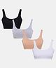 Sillysally Pack Of 4 Sleeveless Solid Padded Bras - White Black Grey Melange & Skin