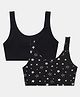 SillySally Pack Of 2 Sleeveless Stars Printed & Solid Non Padded & Non Wired Bras - Black