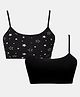 SillySally Pack Of 2 Sleeveless Stars Printed & Solid Non Padded & Non Wired Bras - Black