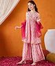 Cherry & Jerry Sleeveless Lace Embellished & Floral Printed Coordinating Kurta Sharara With Dupatta - Peach