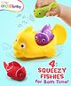 Intellibaby Bath N' Squeeze Fishy | Colourful Silicone Baby Bath Squeaky Toy, Sensory Development | Non-Toxic & Safe Floating Water Toys | Ideal for Gifting | BIS Certified