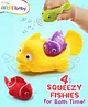 Intellibaby Bath N' Squeeze Fishy | Colourful Silicone Baby Bath Squeaky Toy, Sensory Development | Non-Toxic & Safe Floating Water Toys | Ideal for Gifting | BIS Certified