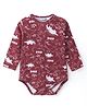 Doodle Poodle 100% Cotton Knit Full Sleeves Dino Printed Onesie - Maroon