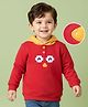 Kookie Kids Terry Knit Full Sleeves Hooded Sweatshirt with Animal Patch Detailing - Red