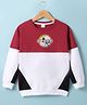 Kookie Kids Full Sleeves Cut & Sew Sweatshirt with Text Graphics - White Maroon & Black