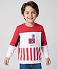 Kookie Kids Terry Knit Full Sleeves Camera Printed Sweatshirt With Cut & Sew Design - White & Red