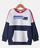 Kookie Kids Terry Knit Full Sleeves Sweatshirt With Text Print & Kangaroo Pockets - White