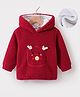 Kookie Kids Full Sleeves Hooded Fur Sweatshirt with Reindeer Applique - Maroon
