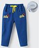 Kookie Kids Full Length Lounge Pants With Text Embroidery Front Pockets - Blue