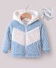 Kookie Kids Full Sleeves Hooded Winter Fur Jacket with Cut & Sew Design - Light Blue & White