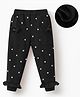Kookie Kids Full Length Polka Dots Printed Lounge Pant with Bow & Frill Detailing - Black