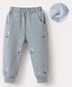 Kookie Kids Full Length Solid Color Lounge Pant with Floral Embroidery - Grey