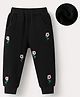 Kookie Kids Full Length Solid Color Lounge Pant with Floral Embroidery - Black