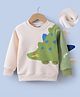 Kookie Kids Full Sleeves Winter T-Shirt With Dino Print & Applique - Offwhite