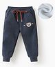 Kookie Kids Full Length Lounge Pant With Teddy Embroidery Detailing - Charcoal Grey