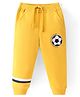 Babyhug Cotton Knit Full Length Lounge Pant With Football Print - Yellow