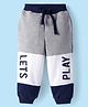 Babyhug Terry Knit Full Length Cut & Sew Lounge Pants with Text Print - Navy Blue White  Grey