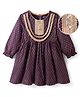 EARTHY TOUCH Single Jersey Knit Full Sleeves Printed Ethnic Dress - Purple