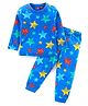 Babyhug Cotton Knit Full Sleeves Night Suit With Stars Print - Blue
