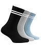 Footprints Set Of 3 Organic Cotton Ribbed Style Socks - Black Grey & Blue