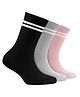 Footprints Set Of 3 Organic Cotton Ribbed Style Socks - Black Grey & Pink