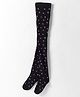 Mustang Cotton Knit  Footed Tights with Floral Design - Black