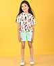 Anthrilo Half Sleeves Nail Polish Print Tee With Shorts - White & Aqua