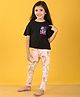 Anthrilo Half Sleeves Planet Printed Top With Unicorns Printed Leggings - Black & Pink