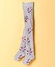 Mustang Cotton Knit Footed Tights with Floral Print - Grey